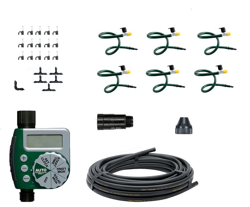 Orbit 56318 Hanging Basket Drip Irrigation Drip Watering Kit with 1-Outlet Digital Hose Faucet Sprinkler Timer - Image 1